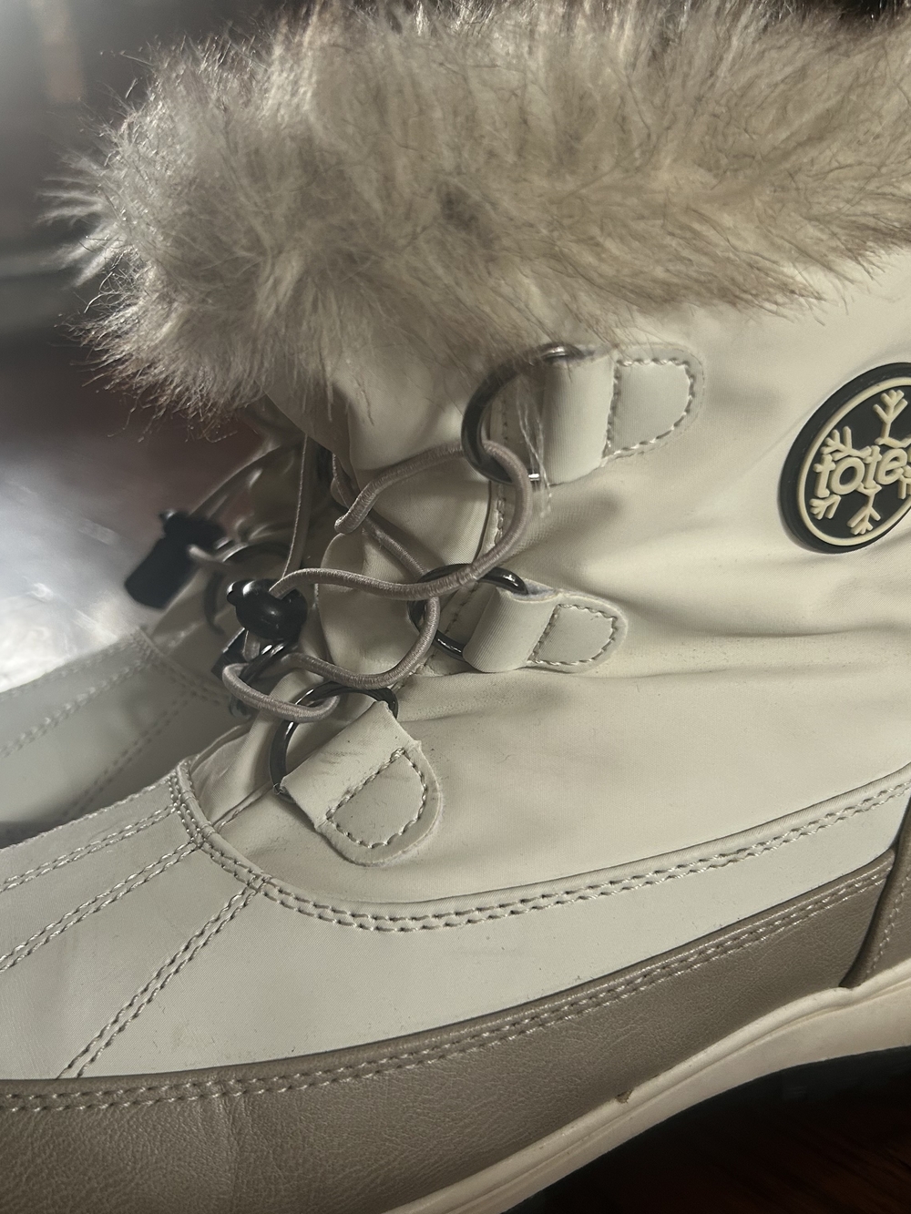 Totes Cream Faux-Fur Trim Winter Boot - Women
